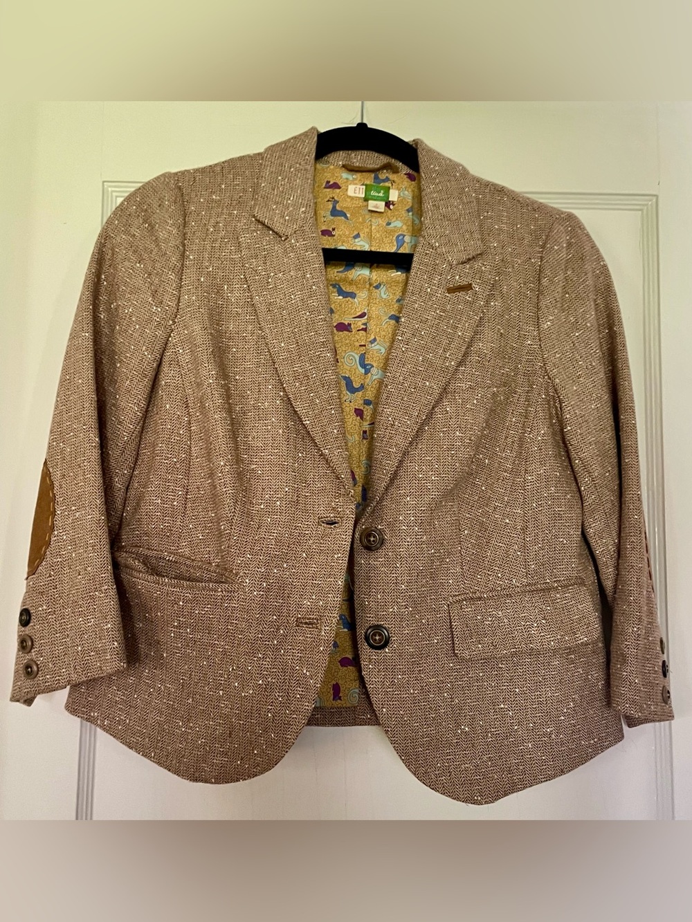 Tweed Blazer with Suede Elbow Patches - Picture 3 of 12